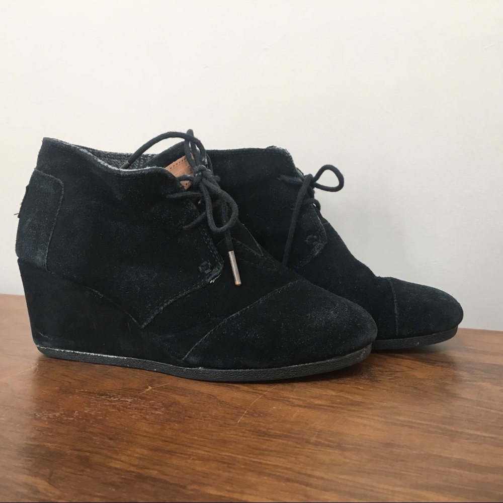 Toms Black wedge booties